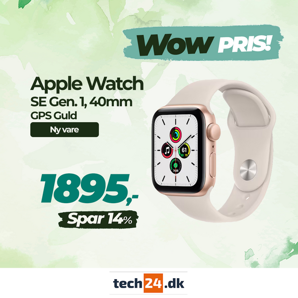 Apple Watch SE 1. Gen., 40mm, GPS - Ny vare - Guld