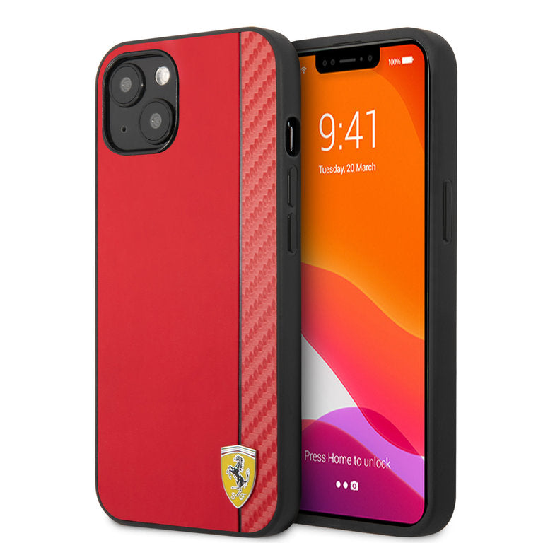 Ferrari Hardcase iPhone 13 - Carbon - Rød