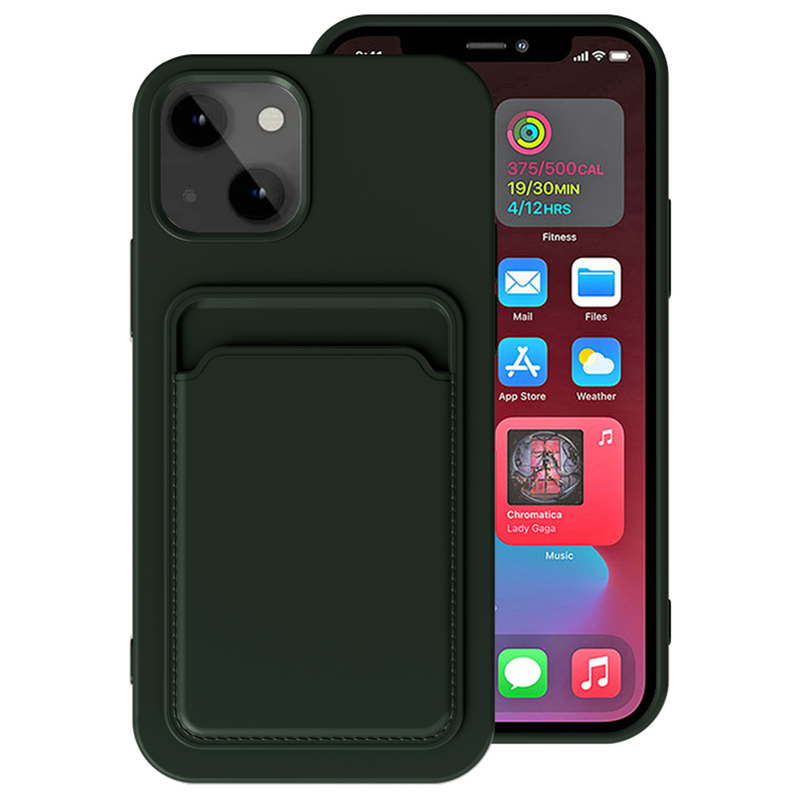 iPhone 13 Mini cover - Dark Green - Med kortholder Tech24.dk