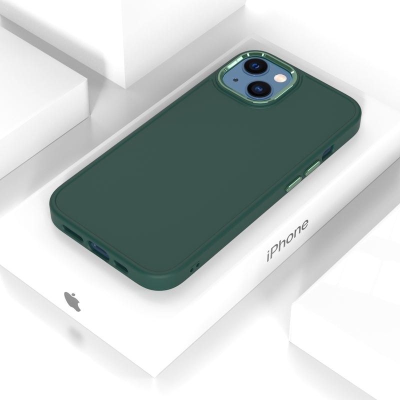 iPhone 13 Mini - Silicone Frame Case - Mørkegrøn - Tech24.dk