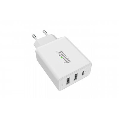 Strømforsyning m. 2x USB A indgang & 1x USB + type C kabel Durata