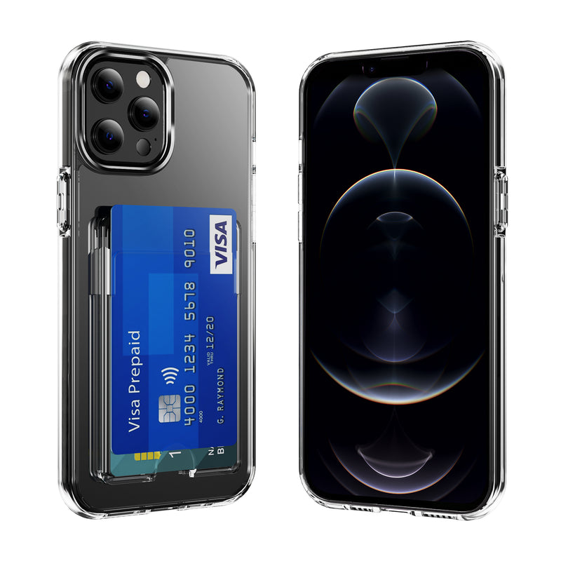 iPhone 12 Pro Max - Silikone Cover m. plads til kort - Transparent