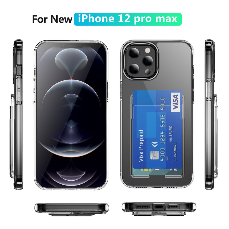 iPhone 12 Pro Max - Silikone Cover m. plads til kort - Transparent