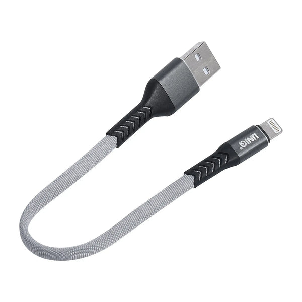Lightning USB Kabel Nylon (20cm) - Grå Uniq