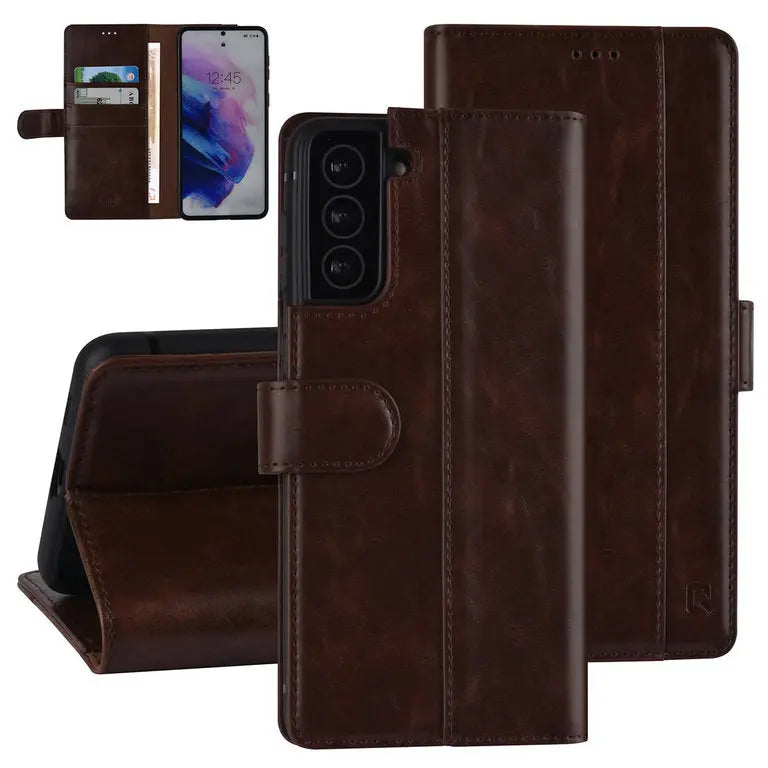 Samsung Galaxy S21 - Læder Bookcase - Mørkebrun UNIQ