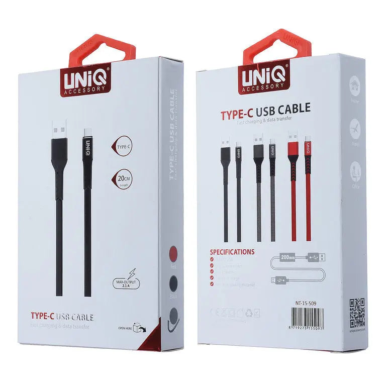 Type C til USB Kabel Nylon (20cm) - Rød Uniq