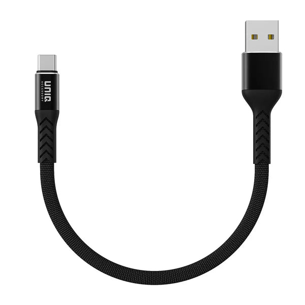 Type C til USB Kabel Nylon (20cm) - Sort Uniq