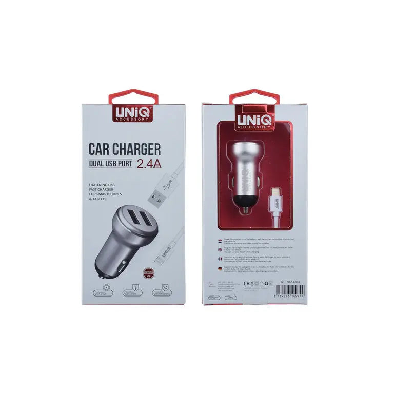 UNIQ Car charger Apple Lightning 2x USB - Sølv Uniq