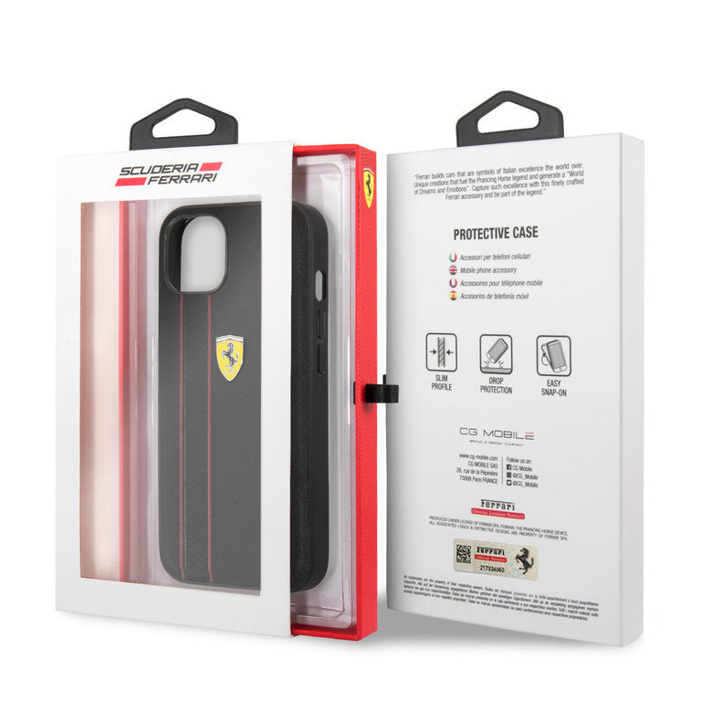 Ferrari iPhone 13 Hardcase - Debossed Stripes - Sort