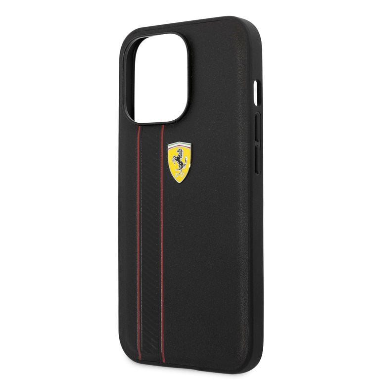 Ferrari iPhone 13 Pro Hardcase - Debossed Stripes - Sort