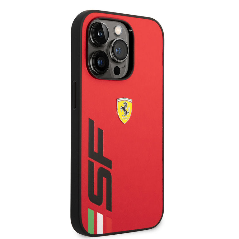 Ferrari iPhone 14 Pro Hardcase - Big SF Logo - Rød
