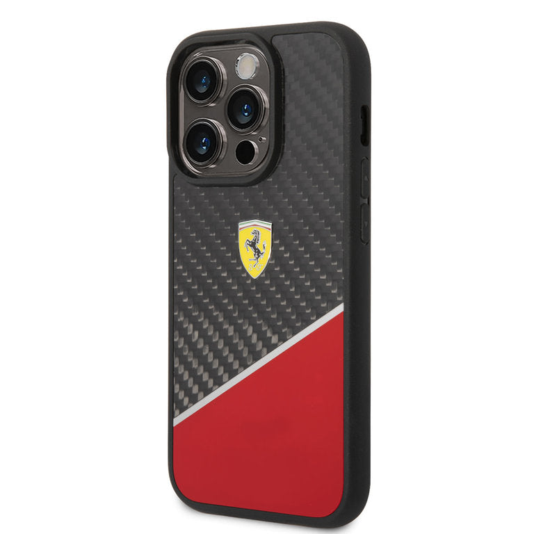 Ferrari iPhone 14 Pro Max Hardcase - Carbon - Stripe - Rød