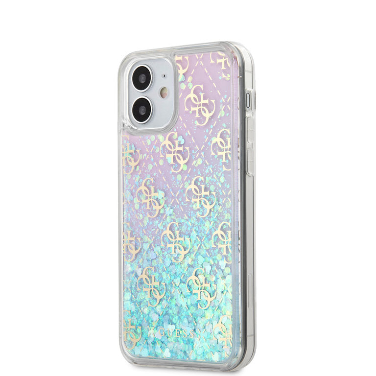 Guess iPhone 12 Mini cover - Rose mix Liquid Glitter Guess