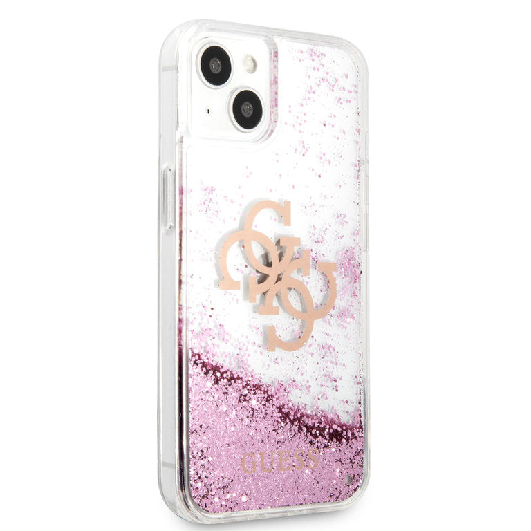 Guess iPhone 13 Mini Hardcase cover - Pink Liquid Glitter Guess
