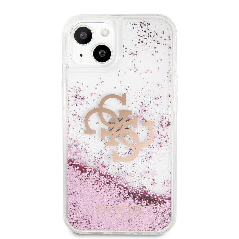 Guess iPhone 13 Mini Hardcase cover - Pink Liquid Glitter Guess