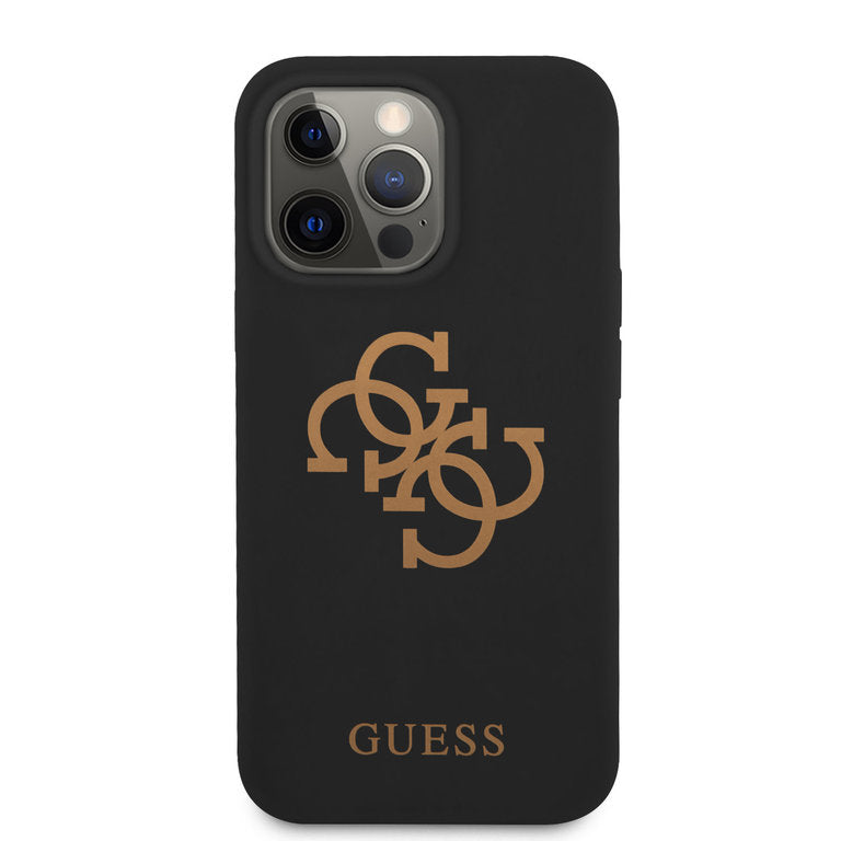 Guess iPhone 13 Pro - Guld logo - Sort Guess