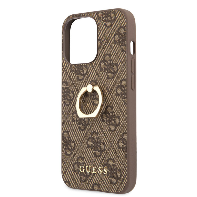 iPhone 14 Pro - Guess Hardcase m. ring - Brun Guess