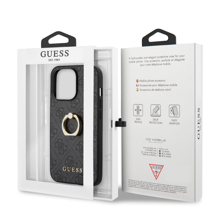 iPhone 14 Pro - Guess Hardcase m. ring - Sort Guess