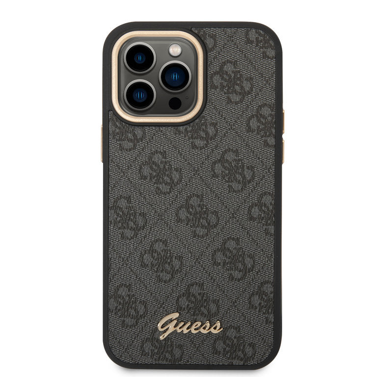 Guess iPhone 14 Pro Hardcase - 4G - Metal knapper - Grå