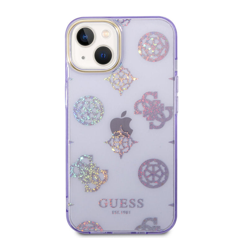 Guess Peony Glitter Hardcase - iPhone 14 - Lilla