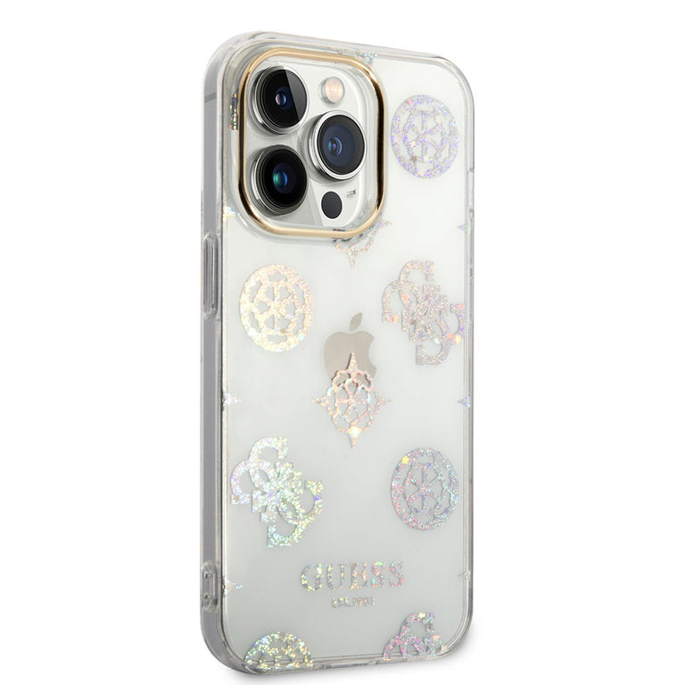 Guess Peony Glitter Hardcase - iPhone 14 Pro - Hvid