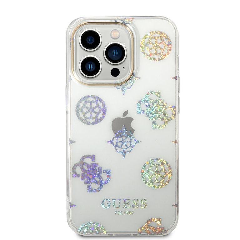 Guess Peony Glitter Hardcase - iPhone 14 Pro - Hvid