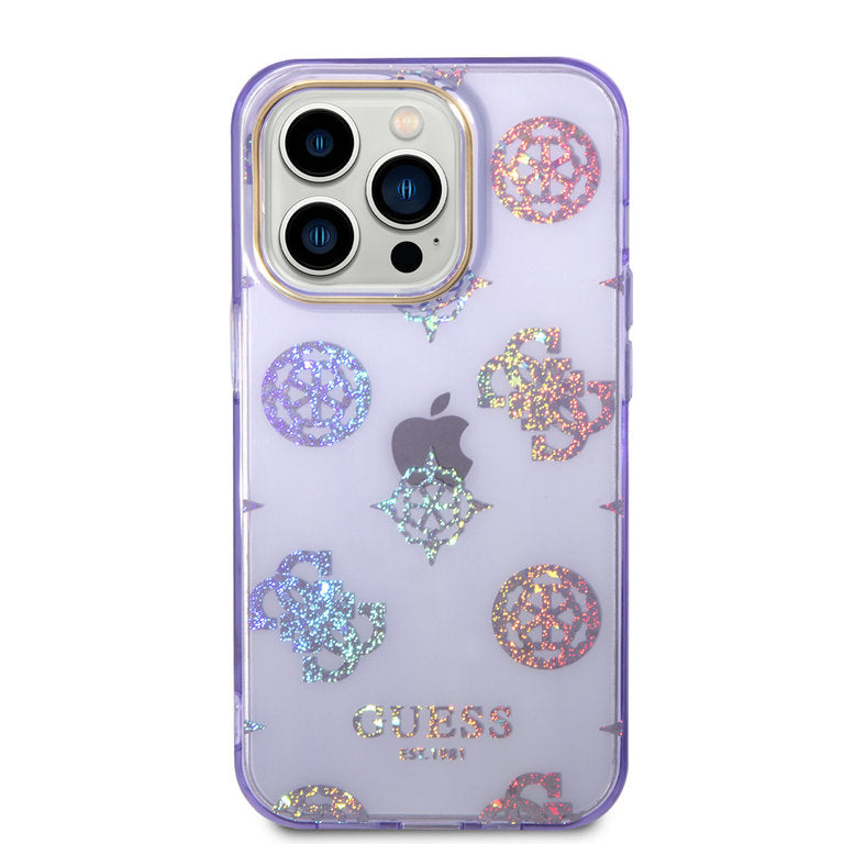 Guess Peony Glitter Hardcase - iPhone 14 Pro Max - Lilla
