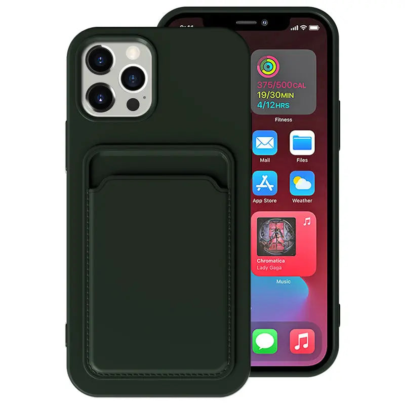 iPhone 11 Pro cover - Dark Green - Med kortholder Tech24.dk