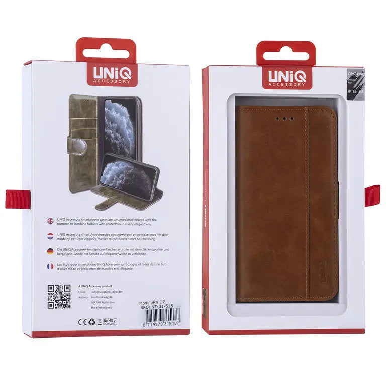 iPhone 12 Mini - Læder Bookcase - Brun UNIQ