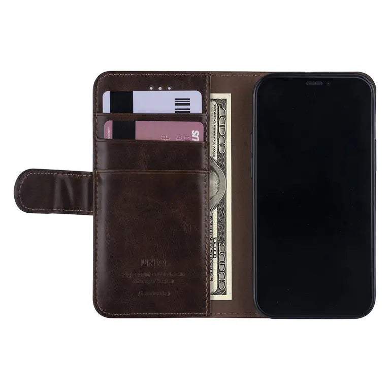 iPhone 12 Mini - Læder Bookcase - Mørkebrun UNIQ