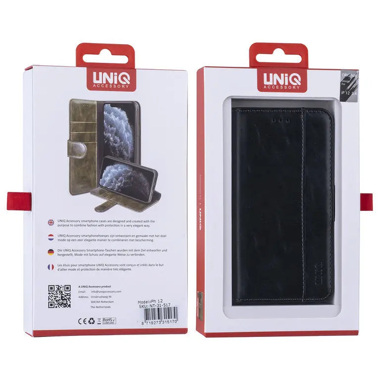 iPhone 12 Mini - Læder Bookcase - Sort UNIQ