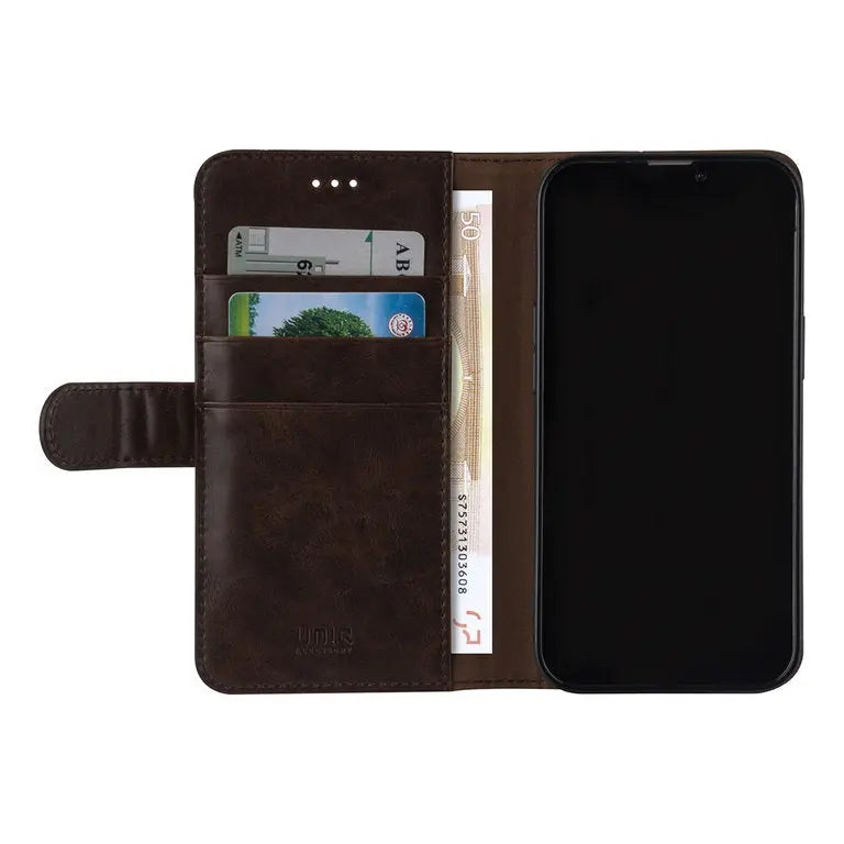 iPhone 13 Mini - Læder Bookcase - Mørkebrun UNIQ