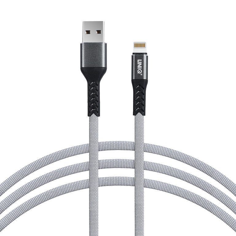 Lightning til USB opladningkabel nylon (1m) - Grå Uniq