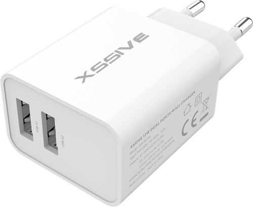 Type C til USB - 12W Dual USB A Wall charger - Inkl. kabel (Type C)